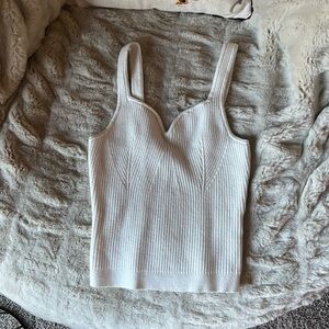 Abercrombie & Fitch White Ribbed Knit Tank Top